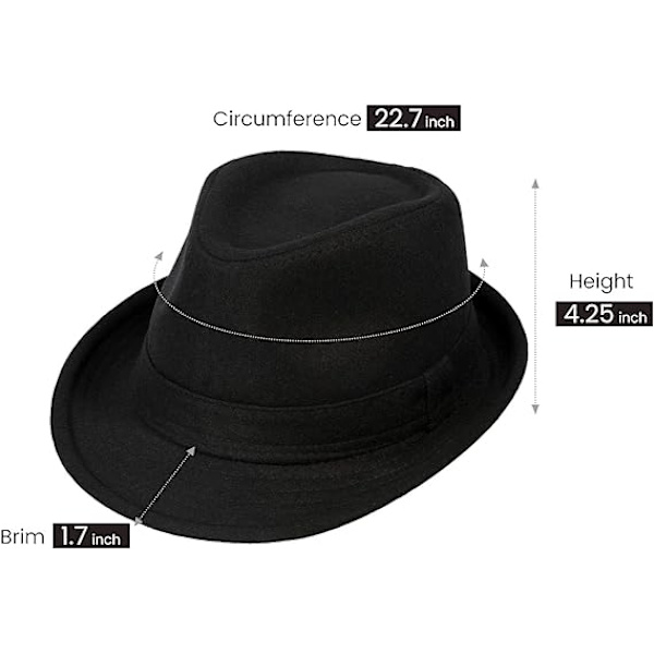 1 stk. Unisex tidløs klassisk Manhattan Fedora Hat