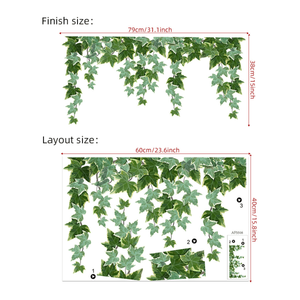 Vihreä köynnösseinätarra Seinätarrat Seinämaalauksetarra