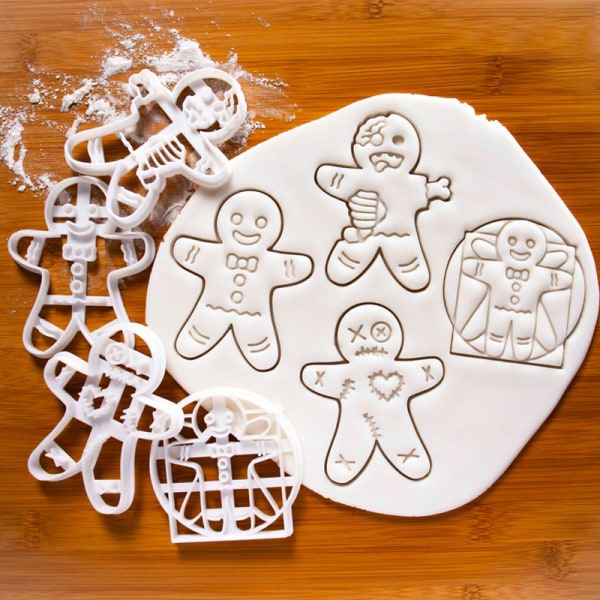 4 st plast pepparkaksgubbe kakform vit bakverktyg DIY C