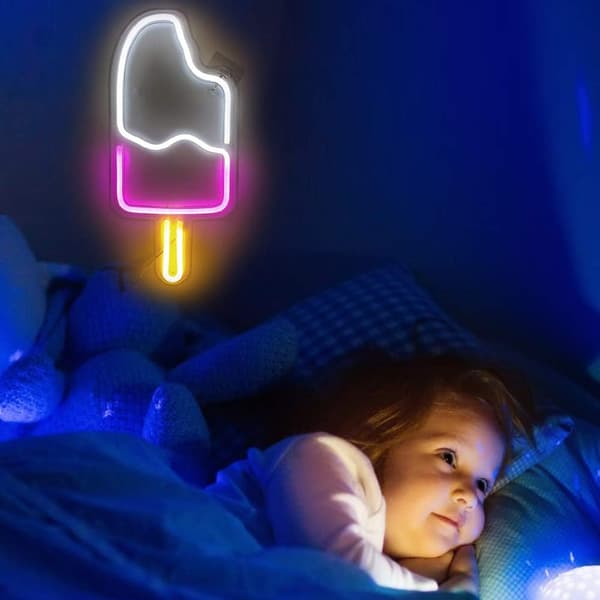 Popsicle Neon Skylt - USB-driven 3D Art LED Neonljus för sovrum