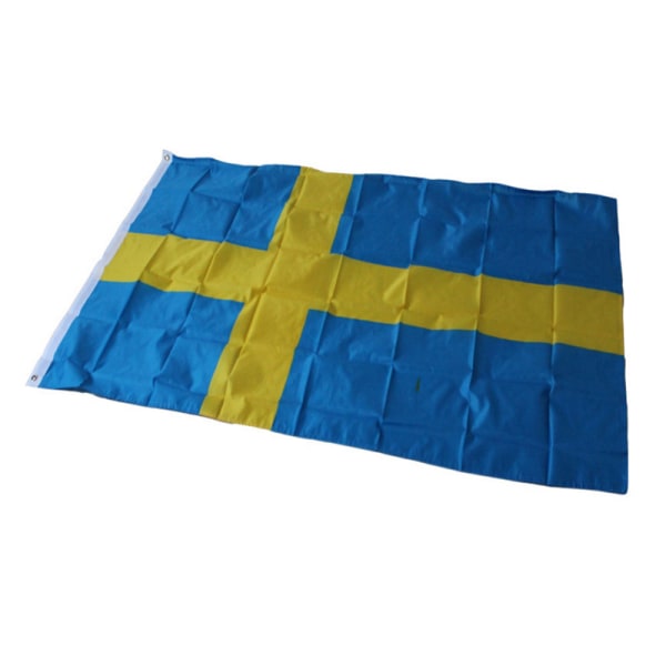Sverige Flagga - 150x90 cm - 100% Polyester Svensk Flagga Med Integ