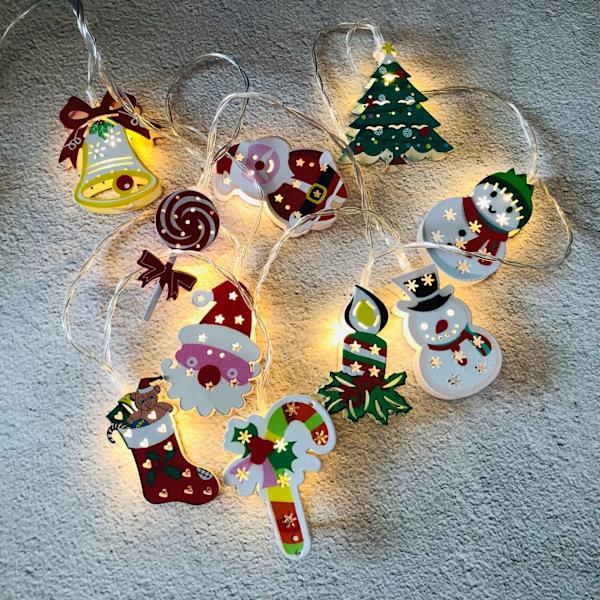 LED Jultomte Snögubbe Ljusslinga Krycka Julgran Stri