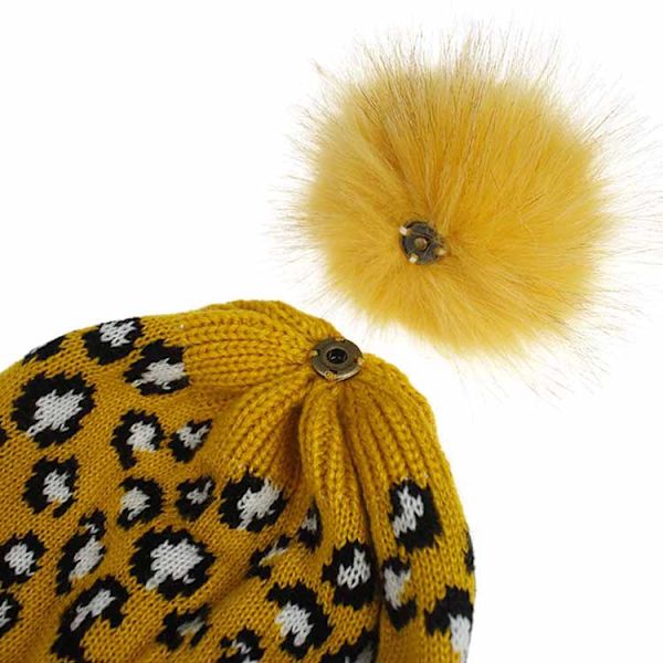 Dame Vinterhatte Strik Line Hue Hat Kold Dag Ski Bobble Pom