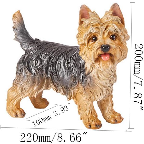 Yorkshire Terrier Staty Dekoration för Hem eller Trädgård i Harts Färg: Gul och Grå