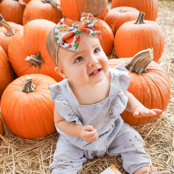 Halloween Baby Hodebånd Jubel Bue, Baby Jente Oransje Gresskar Hår