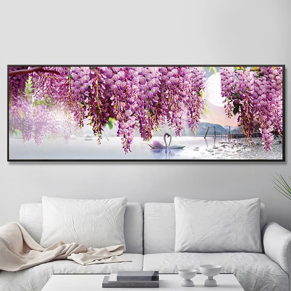 DIY lilla svane blomst diamantmaleri, multi størrelse 155*50cm