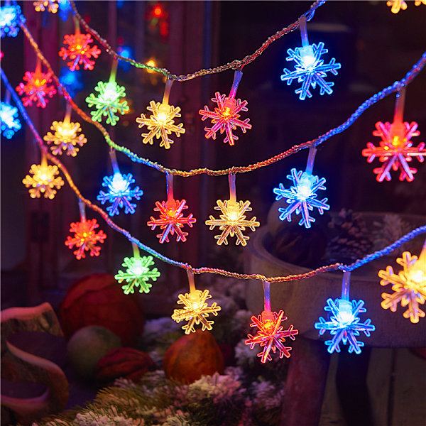 Jouluvalot, 20ft paristokäyttöiset lumihiutalevalot,