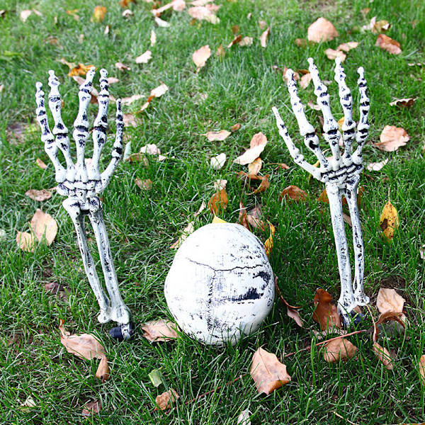 3-osainen Halloween-sarja Realistiset kallopanokset, puutarhanurmikon panokset