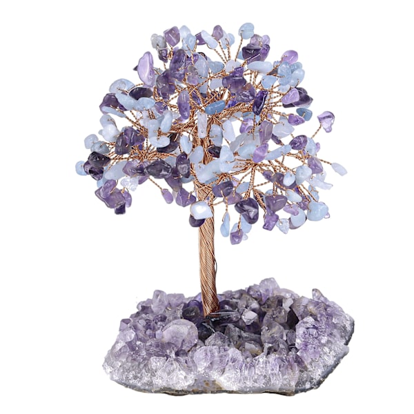 Luonnollinen ametisti kristallikivi rahapuu ametisti kvartsi kristalliryhmän pohjalla Bonsai puu Feng Shui työpöydän koriste vaurauteen ja onneen 4.5\"-6\"