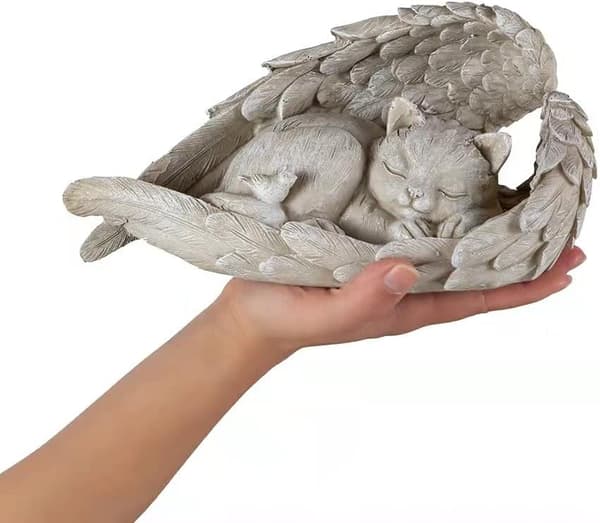 Mindesmærke katteengel statue til minde om vores tabte pelsbarn, kat f