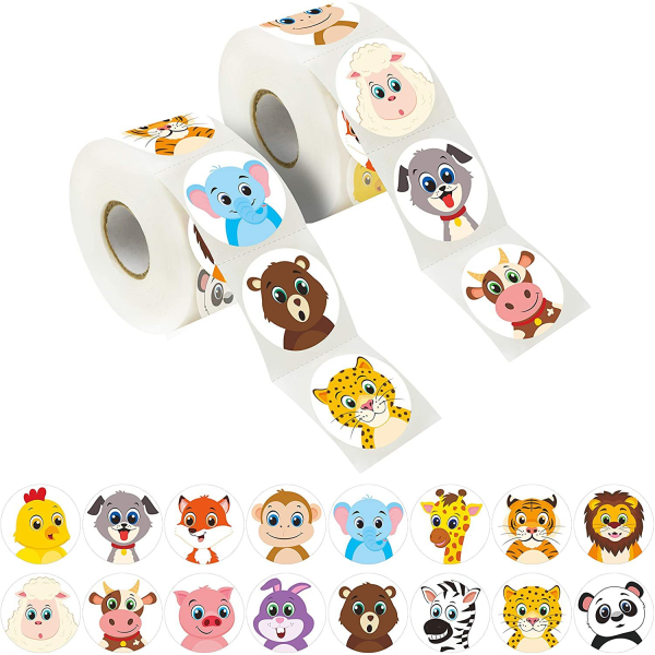 1000 Round Animal Stickers, Adorable Incentive Stickers in Cute