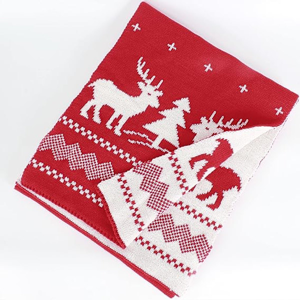Stickad unisex julren snöflinga halsduk vinterhalsduk T