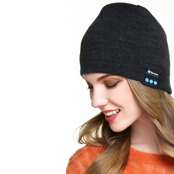 Bluetooth 5.0 trådlösa hörlurar stickad mössa