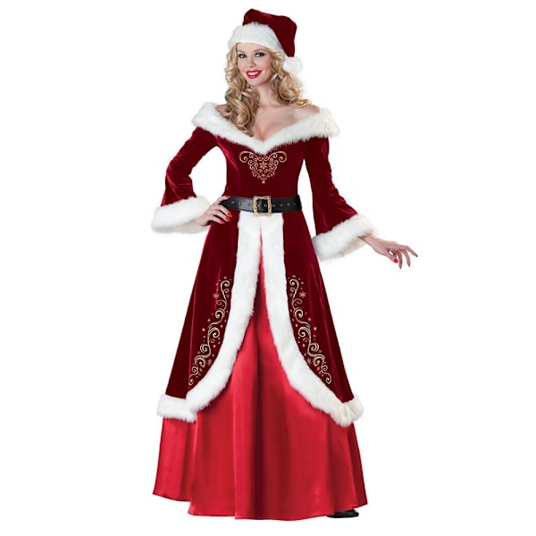 Rouva Claus -asu V-kaula-asu Luistelija Prinsessa Pitkät Hihat Bel