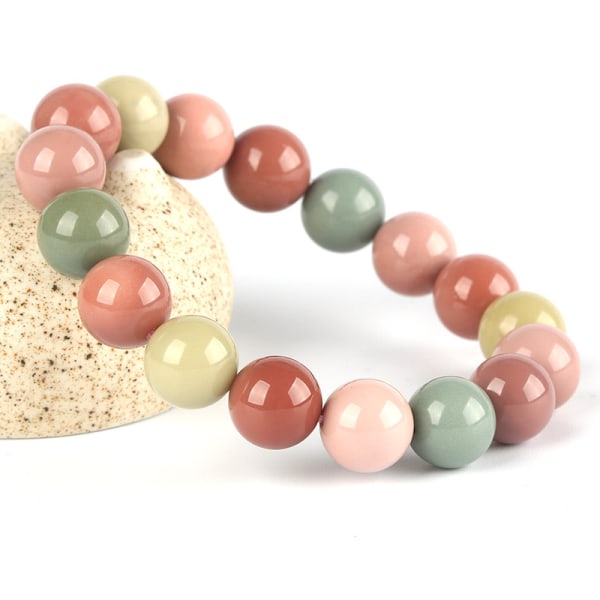 Macaron-armband i naturlig Alxa-agat (Boutique - 8 mm)