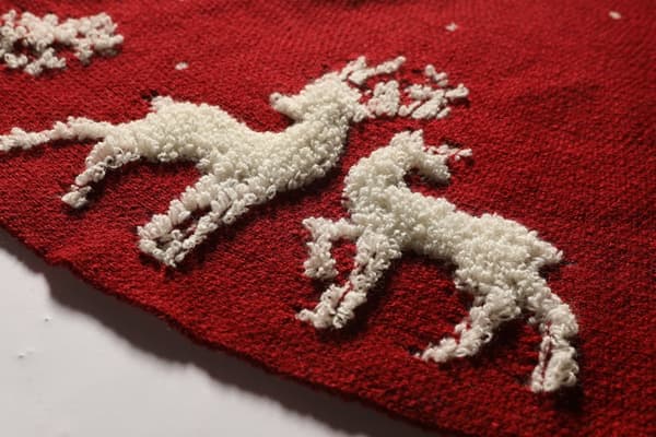 Julgransmatta, 48 tum röd julgransmatta, 3D älg C