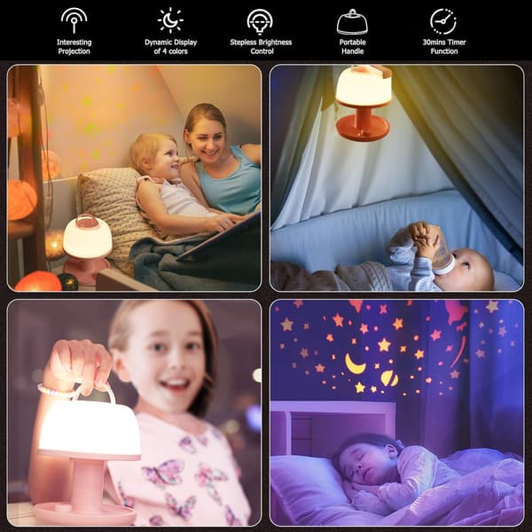 Dæmpbar LED-sengelampe med stjerneprojektor, børnelamper
