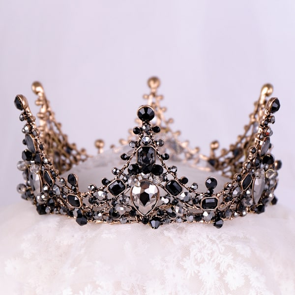 Barokk krone svart brud krystall tiara krone gotisk bryllup han