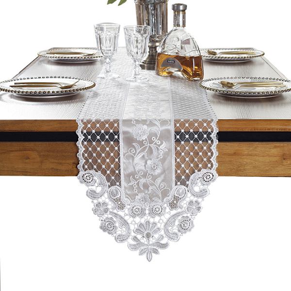 Broderet blonde kommodeskærf Chiffon Macrame bordløbere til