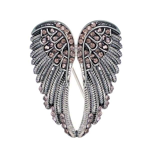 Glittrande strass ängelving brosch pin unisex kofta krage sw