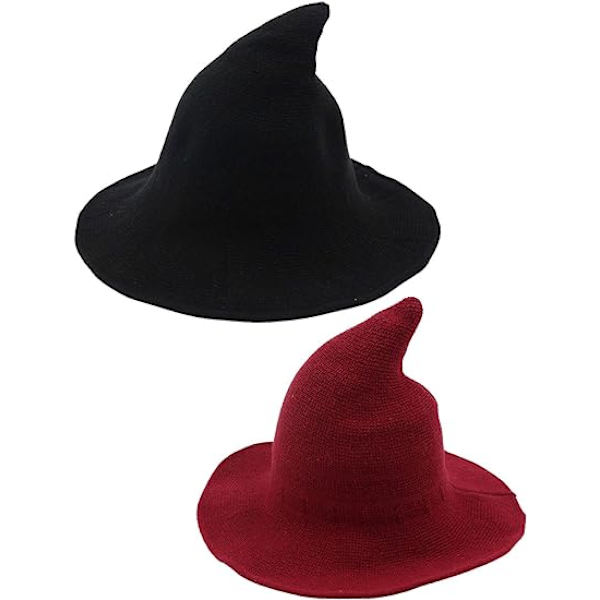 2-pack Halloween häxhattar varma ullhattar för kvinnor Halloween