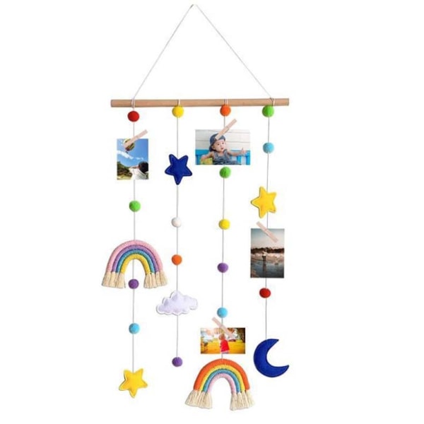 Träpinnar regnbågsstjärnor barnrum dekorativa ornament