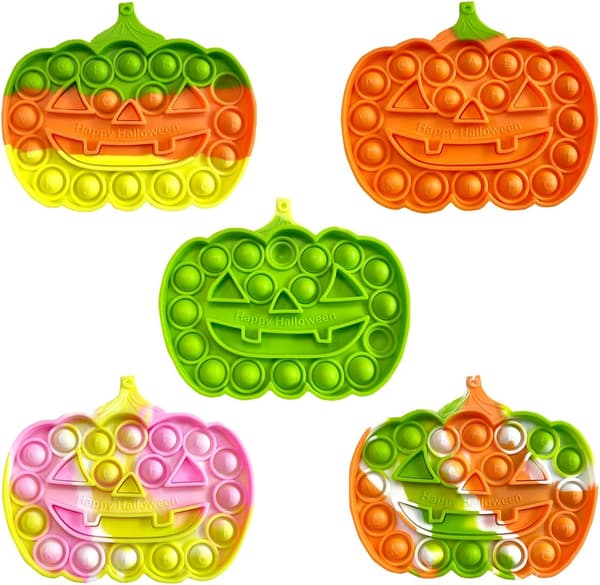 Halloween Pumpa Pop Fidget Leksaker, Set med 5 Push Pops Bubble Fid