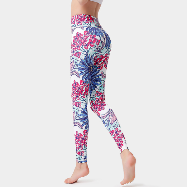 Damer Høy Midje Skinny Trykt Sports Fitness Yoga Bukser-HK283 XL