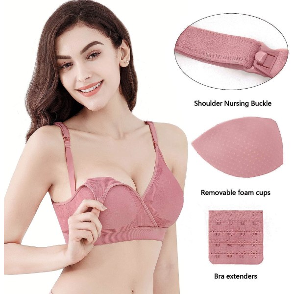 Gravide kvinders frontåbne knap amme-bh - Peach XL