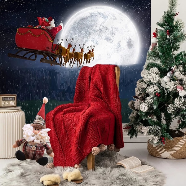 Julväggtapet, tomte och älg Estetisk Trippy Tapestri