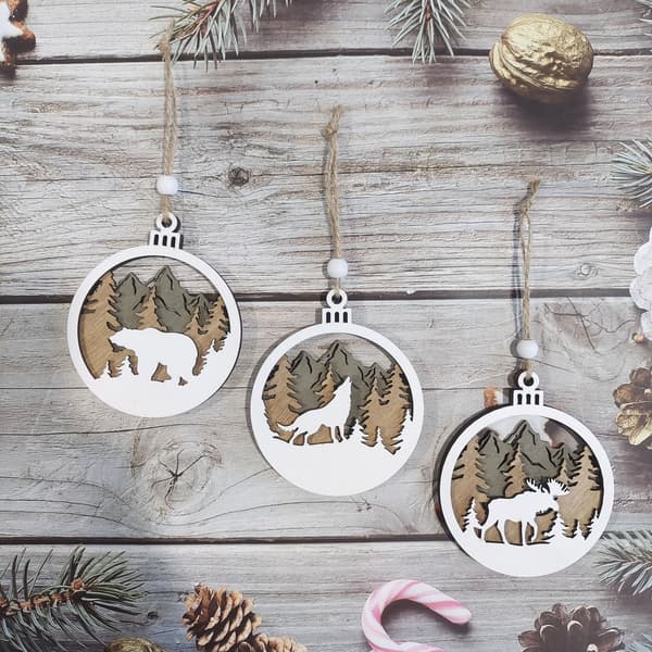 3PCS Julgransprydnader Trä Julgransprydnader Set Kit