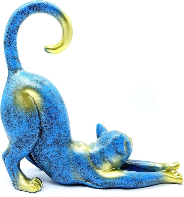 Kat Stretching Statue Figurine Skulptur Gaver til Katteelskere Ar