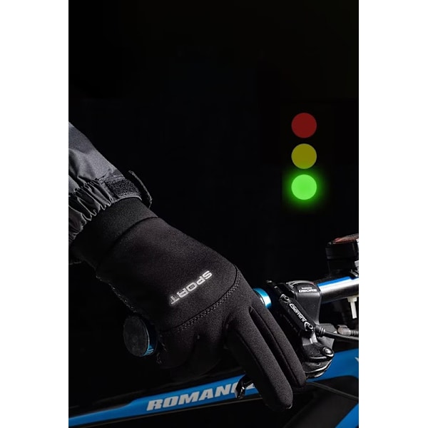 Udendørs fleece varme vindafvisende anti-skid ridning handsker (grå) M