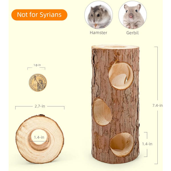 Naturlig trähamstermus tunnelrör leksak skog ihåligt träd