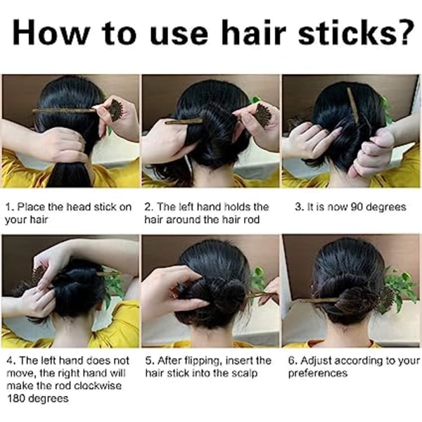 5 st Kvinnor Hair Stick, U Shape Hair Sticks