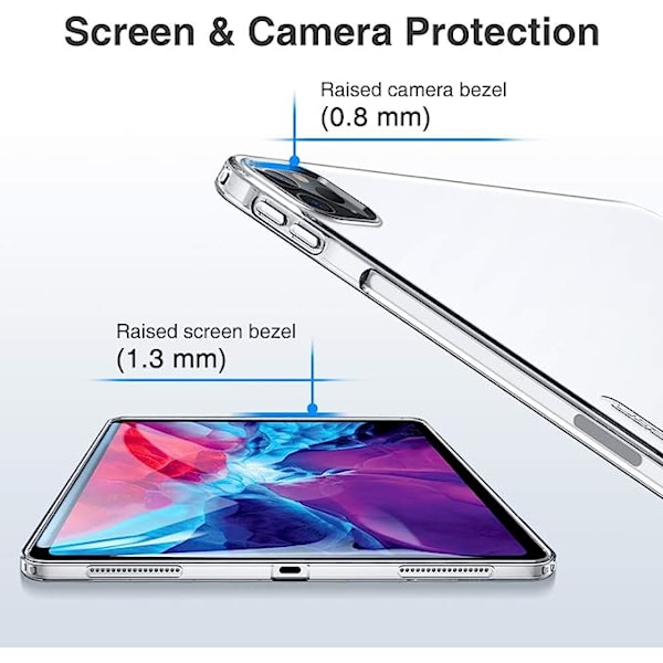 Beskyttende deksel for iPad Pro 12.9 2020/2018, TPU-bakside, slank