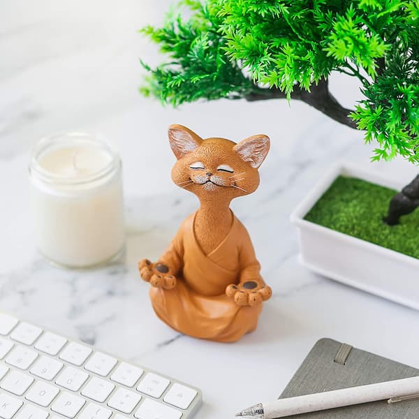Fantasifuld Buddha Kat Figur, Samleobjekt Yoga Meditation, Gave