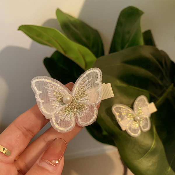 2st Chic White Butterfly Pearl Clip Hårnålsspänne Kvinnor Wedd