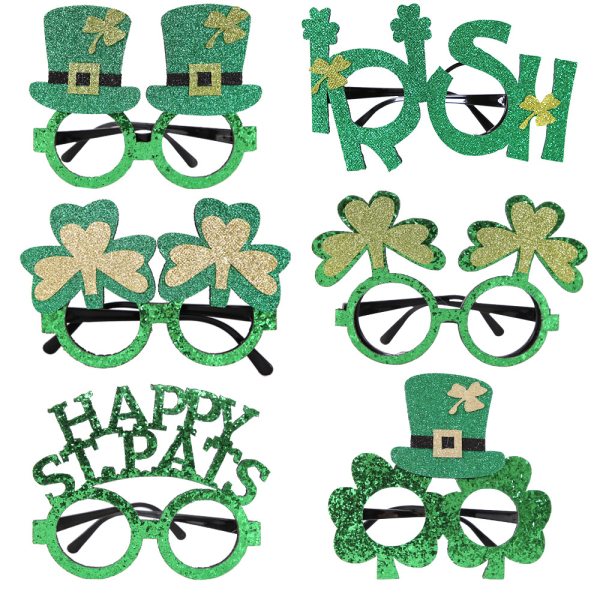 6pcs festival decorations glasses hats green clover glasses fram