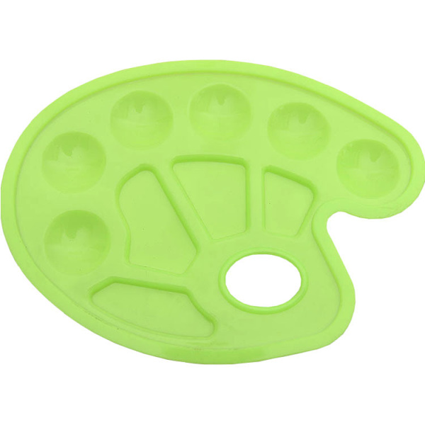 Set med 4 färgade ovala målarbrickor i plast