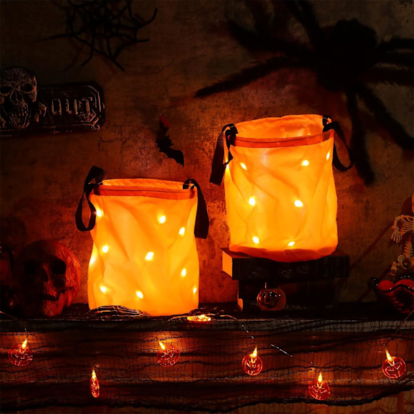 2 kpl Halloween-karkkipusseja LED-valolla Halloween-juhla-pusseja Lum