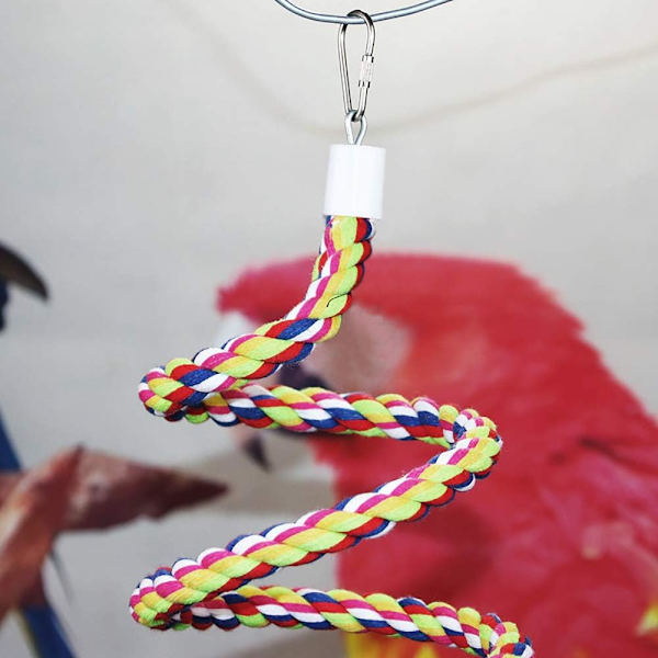 Fågelrep Perch Parakit Leksaker, Spiralfågel Leksak för Nymfkakaduor, B