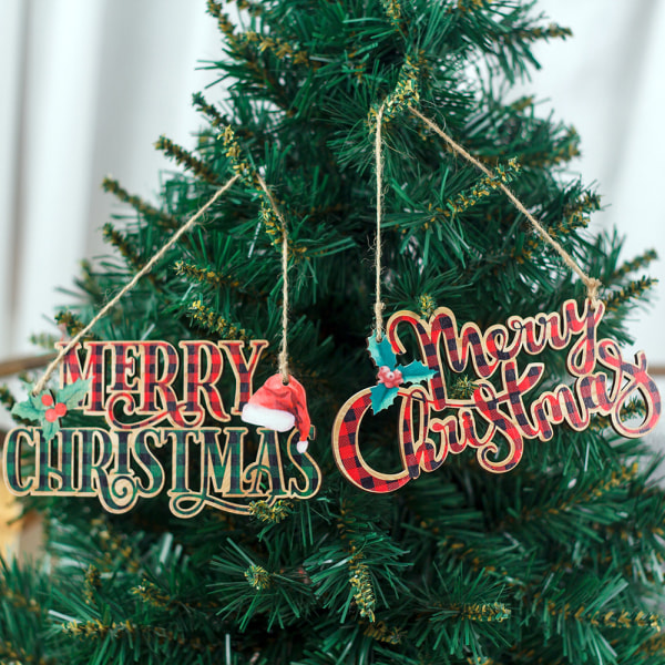 1 st röd rutnät juldekorationer träbokstäver Merry C