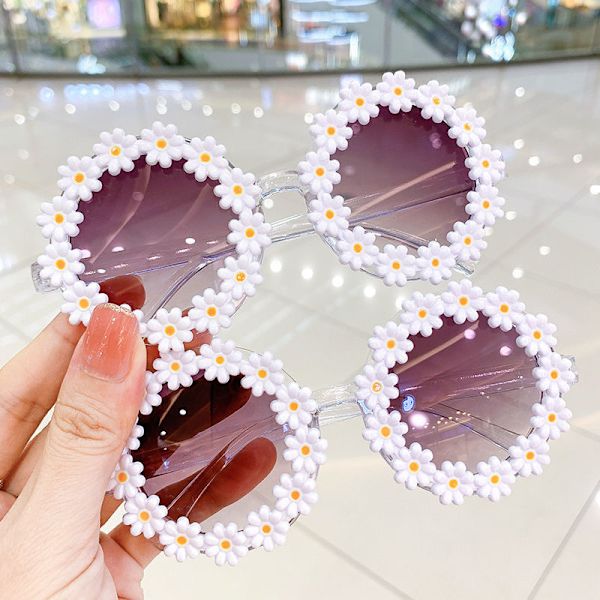1 Retro Blommiga Glasögon för Kvinnor Flickor Runda Daisy Solglasögon Fa