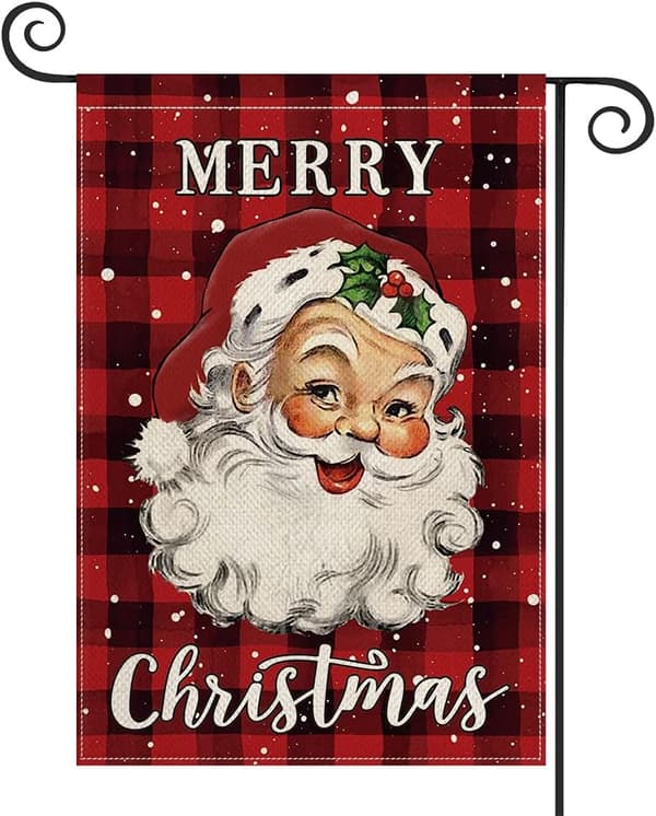 God Jul Vattenfärg Buffalo Check Plaid Jultomte Garde