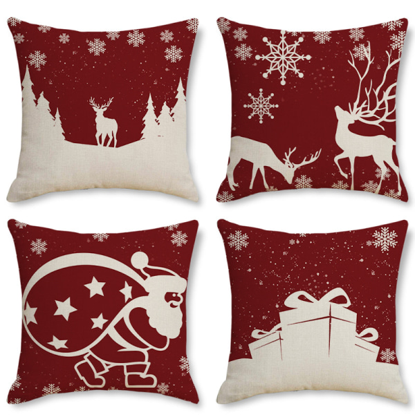 4PCS Christmas Theme Cushion Cover,Christmas Pillowcase,Christma