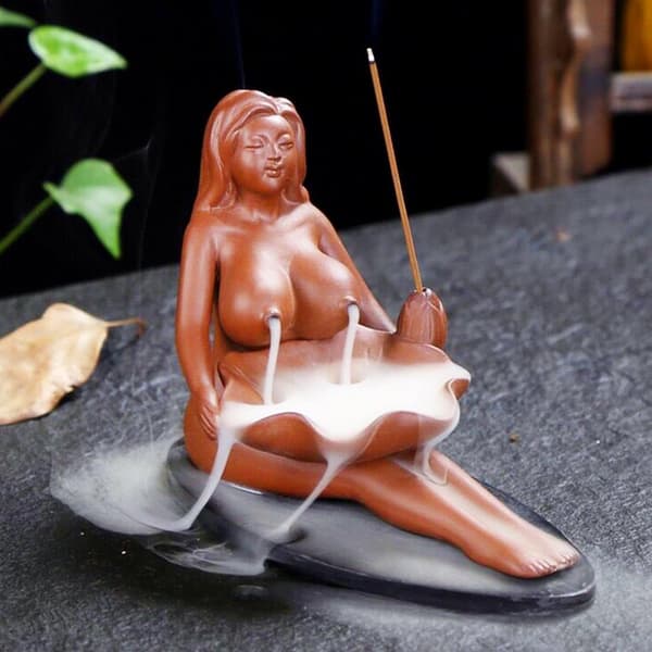 Smuk rød pige porcelæn keramisk røgelse ramme refluks røgelse
