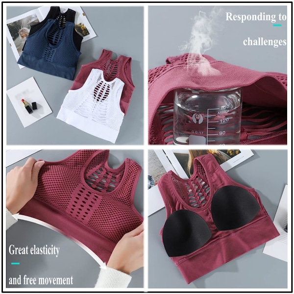 Mesh-ulkoiluvaatteet plus-koko urheilu- ja fitness-rintaliivit - sininen 2XL