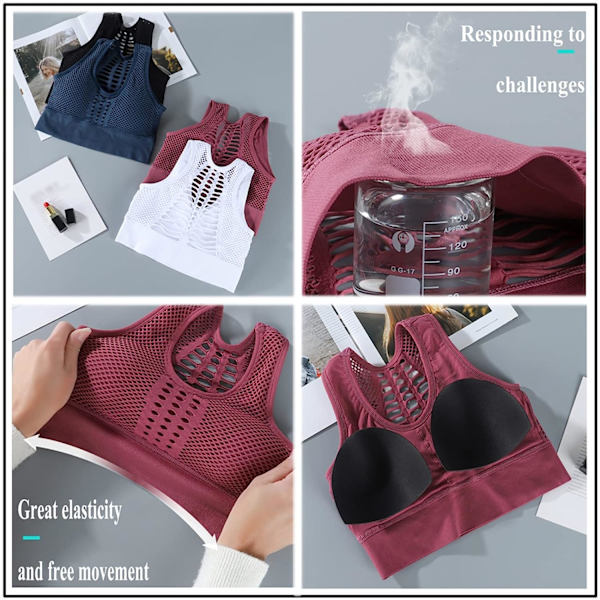 Mesh-ulkoiluvaatteet plus-koko urheilu- ja fitness-rintaliivit - Valkoinen 2XL
