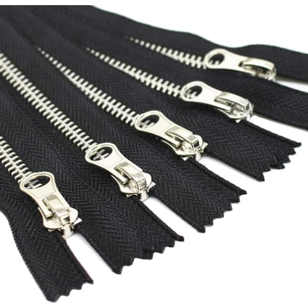 5 Pack 16" Silver Metal Zippers Bulk #5 Metal Zippers for Sewing